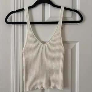 Brandy Melville Cream Ribbed Tank Top